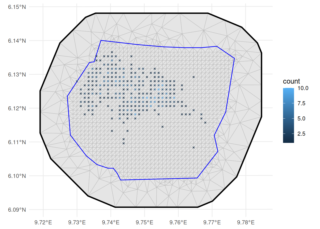 Mesh over the count locations